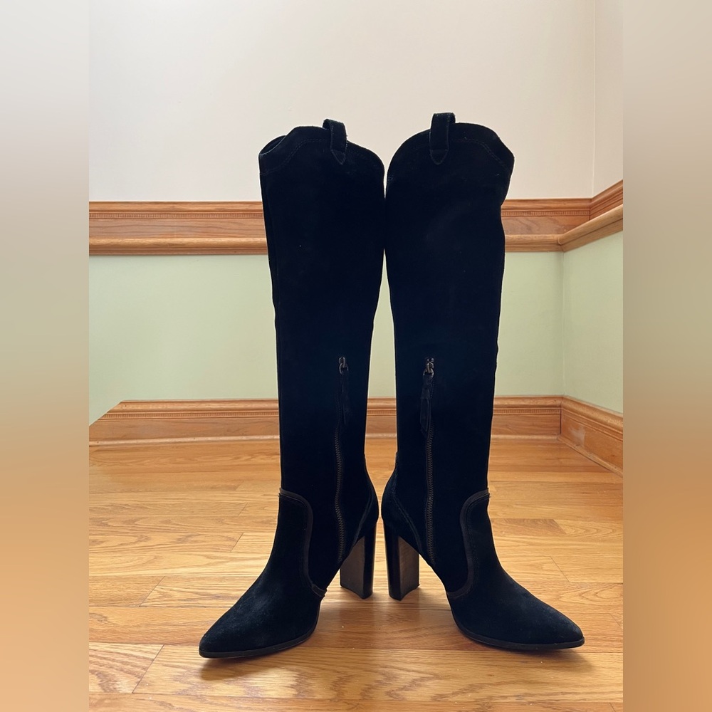 Splendid Knee High Suede Boots in Black
